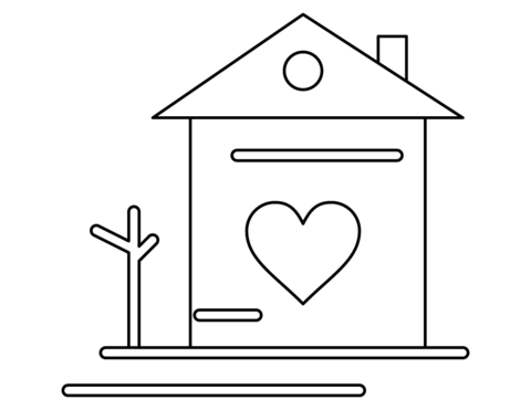 Valentine'S Day Family House Coloring Page